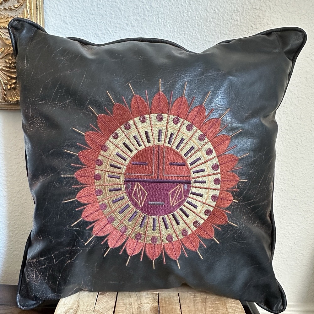 Croscill Throw Pillow 18x18 Inch Plateau Sundial Sunface Kachina Stitched Square